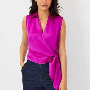 NWT Ann Taylor Side Tie Purple Sleeveless Top Size Medium